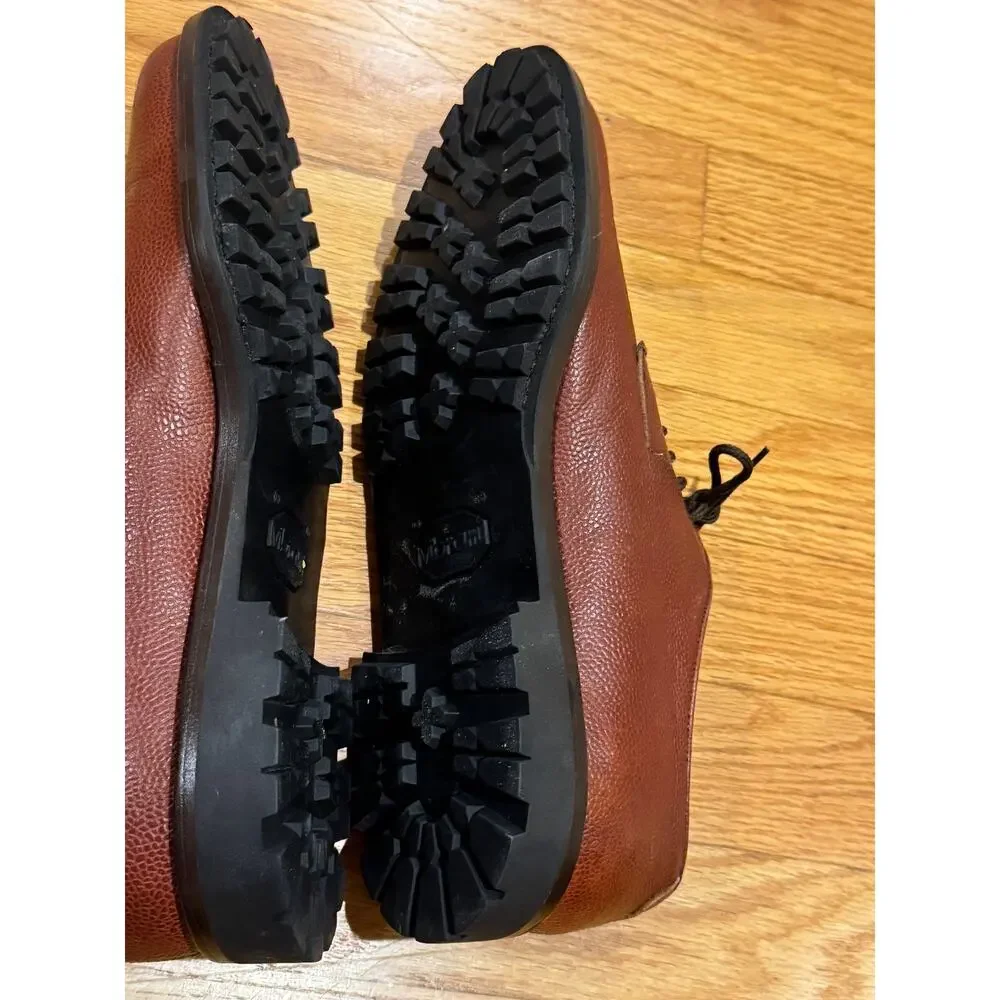 Salvatore Ferragamo Studio Brown Pebble Grain Leather Vibram Lug Derby Shoes 9D